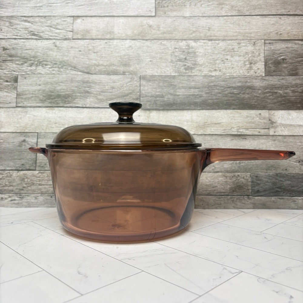 Vision Corning Ware USA 2.5L Amber Glass Pot Saucepan w/ Pyrex Lid